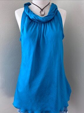new directions Bright Teal Sleeveless Cowl Neck Tank